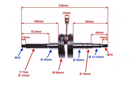 Wał korbowy do Yamaha BWS MBK Booster Aprilia Amico Malaguti Centro