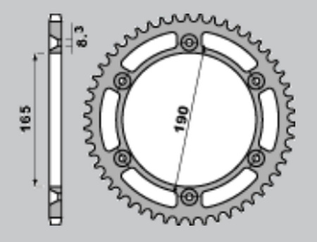 Zębatka tylna aluminiowa t7075 (ergal) 896 48 ktm 600 lc4 enduro (88-89), 125 enduro (89) (łańc. 520) kolor srebrny