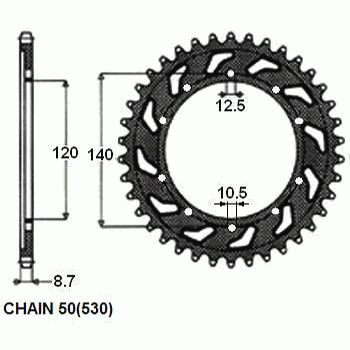 Zebatka napedzana stalowa sunstar sunr1-5500-45