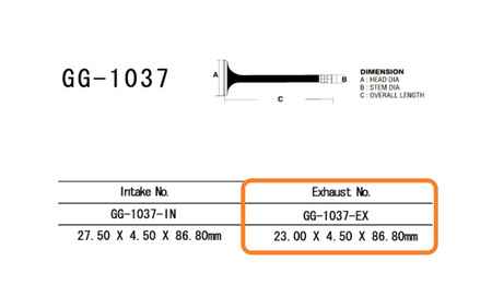 zawór wydechowy honda cbr 900rr '98-99' (oem: 14721-mw0-000) (1szt.) (made in japan)