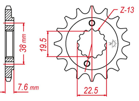 Zębatka przednia 2116 16 suzuki ltr 450 '06-'10, ltz 400 '03-'12, rmx 450 '10-'13, kawasaki kfx 400 '03-'06, hyosute 450