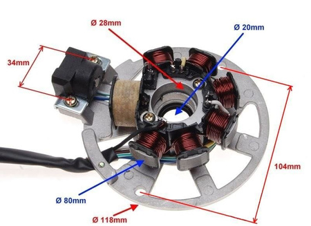 Stator iskrownik skuter 2T 6 Przewodów Keeway Zipp