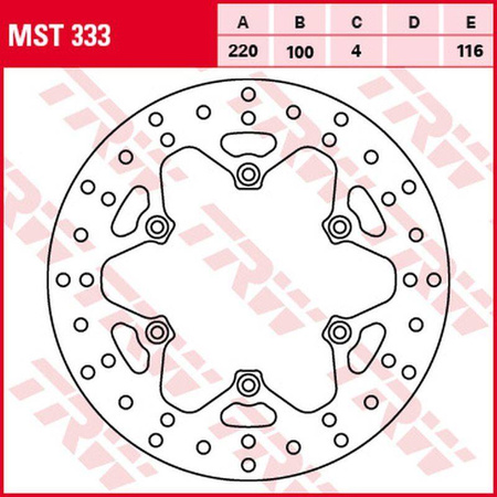 Tarcza hamulcowa tył kawasaki kx 125/250 '89-'02, klx 300r '97-'03, kx 500 '90-'04 (220x100x4mm)