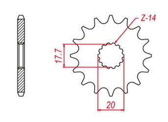 Zębatka przednia 577 15 yamaha yz 85 '02-'21 (+1) dt 125r/x '90-'06 (-1), tzr 125 '93-'99 (-1) (jtf558.15)