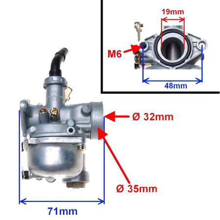 Gaźnik z Kranikiem ATV 110 Pz19 Ssanie na Linkę