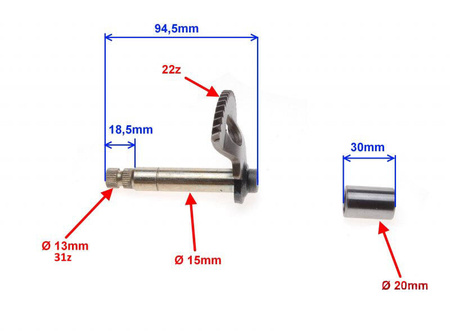 Wałek rozrusznika długość 80 mm 2T nowa wersja