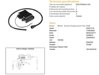 Dze cewkomoduł aprilia rs/rx50, mbk x-limit 50, rieju 50, yamaha dt50