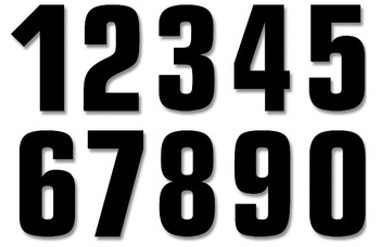 Numery startowe 13cm x 7cm proste, kolor czarny nr8 (3szt.)