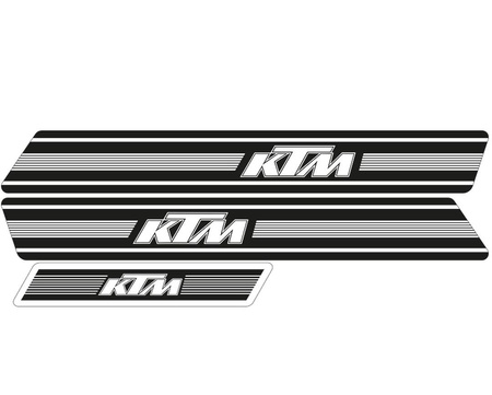 Komplet naklejek (oklein) ktm g'74-'76, replica oem ktm, czarne tło