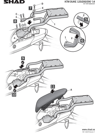 Stelaż kufra tylnego Shad do KTM Duke 125 /200/390 ( 11-15 )