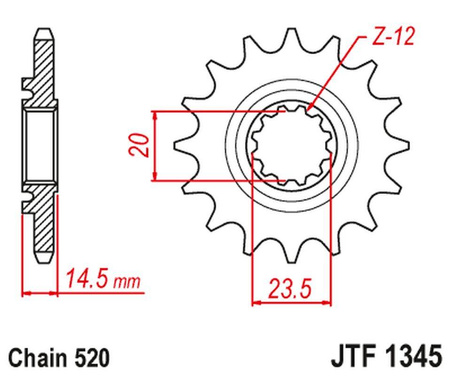 Zębatka przednia z gumą honda crf 450 l-k '19 (jtf1345.13rb)* (łańc. 520)