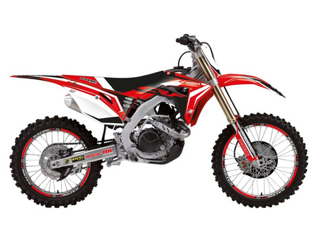 Komplet naklejek (oklein) + pokrowiec/poszycie na siedzenie honda crf 250 '18-'21, crf 450 '18-'21, crf 450 x '17-'22, dream 4 kolor czerwony/czarny