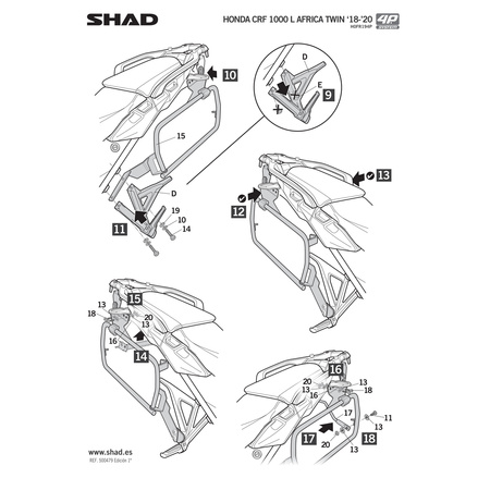 Stelaż do kufrów bocznych Shad 4P Terra do Honda Africa Twin CRF1000L