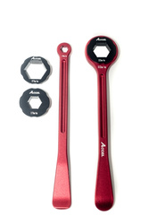 Komplet łyżek do opon (23+24cm) alu7075 kute z kluczami 10,13,17,22,27,32 mm kolor czerwony