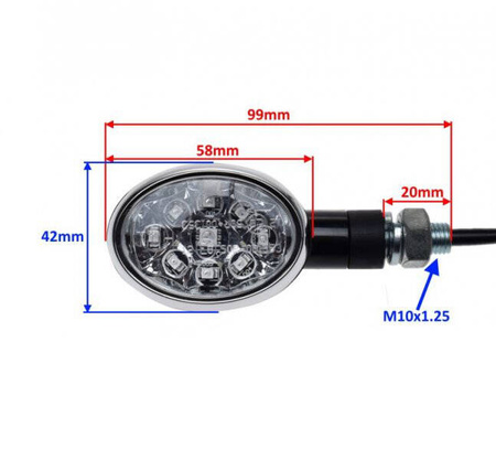 Kierunkowskaz led para czarny z białym kloszem
