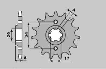 Zębatka przednia 267 14 honda cb 250 '92-'02, xl 250r '84-'87, xl350r (jtf278.13)