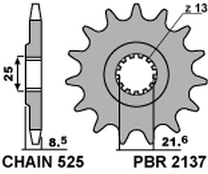 Zębatka przednia 2137 17 kawasaki zx10r '04-'18 (jtf1537.17) (łańc. 525) (153717jt)