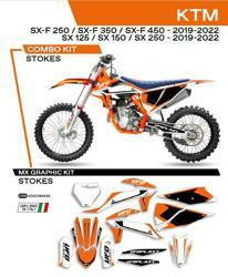 Komplet naklejek (oklein) ktm sx/sxf 125/150/250/350/450 '19-'22 stokekolor oem (pomarańczowy/czarny/biały)