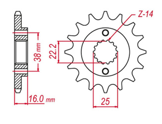 Zębatka przednia 490 14 ducati monster/multistrada/scrambler 400/600/620/695/750/797/800/851/888/900/906/916 (-1) (jtf736.14)