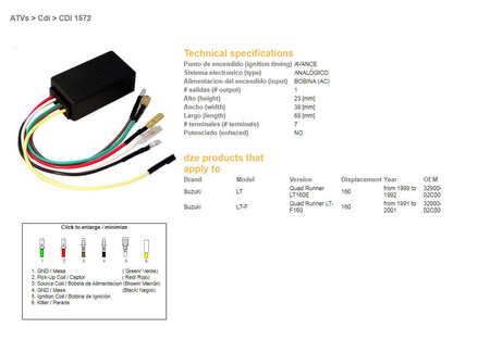 Dze moduł zapłonu cdi suzuki lt/ltf 160 '89-'01 (oem 32900-02c00)