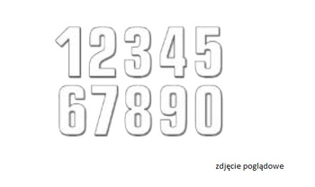 Numery startowe 16cm x 7,5cm proste, kolor biały nr0 (3szt.)