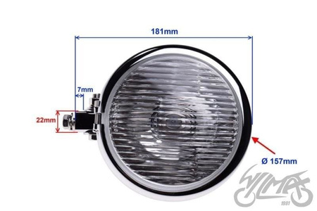 Reflektor motocyklowy 5 1/2" H4 12V Chrom