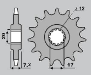 Zębatka przednia 600 12 aprilia rs/rx 50 '95-'98
