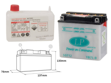 Landport akumulator yb7l-b 12v 8ah 137x76x134 obsługowy - elektrolit osobno (4) ue2019/1148