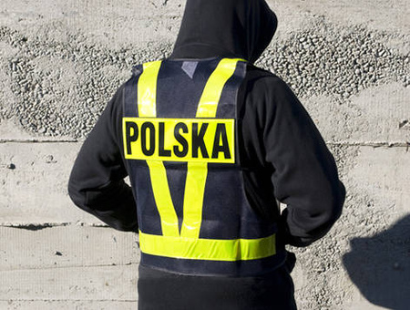 Kamizelka siatkowa z pasami odblaskowymi zapinana na rzep na plecach napis polska rozmiar xl