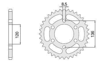 Zębatka tylna 4324 51 yamaha tzr 125rr 96-00 (2014-51) (jtr1847.51)