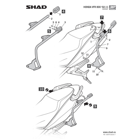 Stelaż do kufrów bocznych Shad 3P do Honda VFR 800