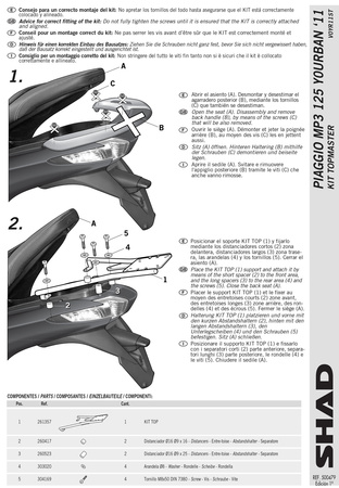 Stelaż kufra tylnego Shad do Piaggio MP3 125/300 Yourban( 11-14 )