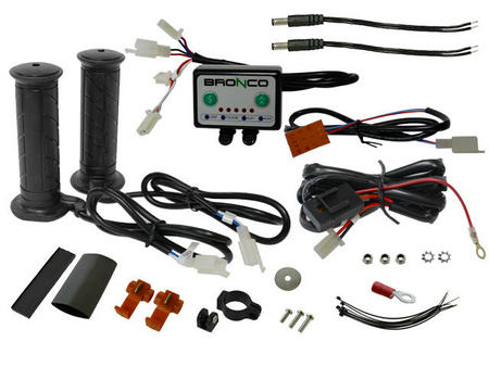 Manetki podgrzewane atv + podgrzewacz kciuka - srebrny sterownik z oddzielną regulacją temperatury manetek i kciuka (el)