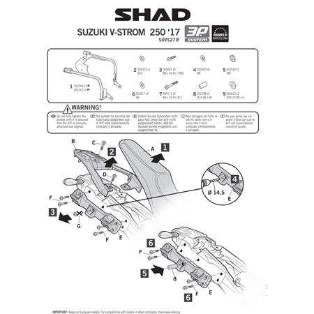Stelaż do kufrów bocznych Shad 3P do Suzuki V-Strom DL 250