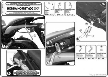 stelaż pod torby (sakwy) boczne honda cb 600f hornet 07-09