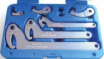 Zestaw narzędzi kluczy przegubowych do nakrętek pierścieniowych typu sektorowego