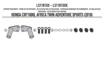 mocowanie halogenów ks310 i ks322 honda crf1000l africa twin adventure sports (18) używając otworów gwintowanych w oryginalnych gmolach