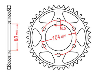 ZĘBATKA TYLNA 4359 43 KAWASAKI ZX750R, NINJA, KLZ VERSYS (12-) (JTR1489.43) (ŁAŃC. 525) KOLOR CZARNY
