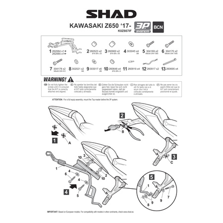 Stelaż do kufrów bocznych Shad 3P do Kawasaki Z650