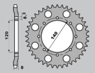 Zębatka tylna 506 43 kawasaki klr 600 84-90