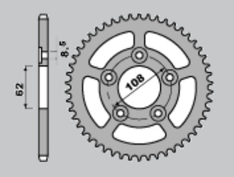 Zębatka tylna 714 49 aprilia 125 rs sport pro '93-'05, caiva mito sort pro '92-'03 (łańcuch  415)
