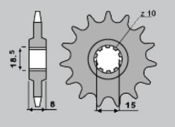 Zębatka przednia 599 14 aprilia rx/rs 50 92-95 (588-14) (łańc.415)