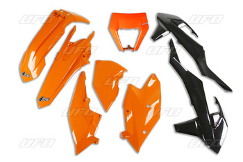 Komplet plastików ktm exc/excf '17-'19 z osłoną lampy kolor oem (kt523e999)