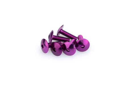 Śruby z anodyzowanego aluminium blister 6 wypukłych śrub m6x20mm fioletowe