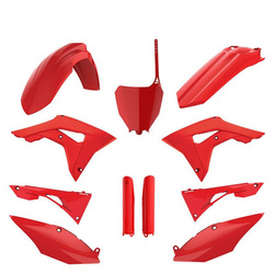KOMPLET PLASTIKÓW (FULL KIT) HONDA CRF 250R '18-'21; CRF 450R '17-'20 W ZESTAWIE TABLICA PRZEDNIA (8667200001) I OSŁONY AMORTYZARORÓW (8351900003) KOLOR CZERWONY