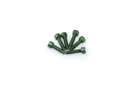Śruby z anodyzowanego aluminium blister 6 śrub imbusowych m5x20mm zielone
