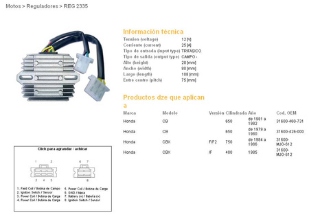 Dze regulator napięcia honda cb650 z/c 79-82, cbx750f 84-86 (31600-460-731) (esr190)