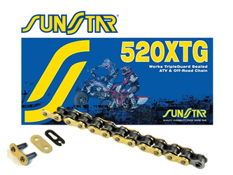 Łańcuch  520xtg-118g off road do 750 ccm (tg ring) kolor złoty otwarty + zapinka (520xtg118g)