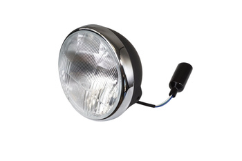 REFLEKTOR / LAMPA UNIWERSALNA KOMPLETNA CZARNA Z CHROMOWANYM PIERŚCIENIEM (ŚREDNICA WKŁADU 7" / 17,80CM) (HOMOLOGACJA E-MARK)