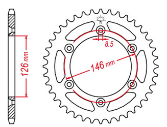 Zębatka tylna aluminiowa kolor czarny 808 47 suzuki drz 400 '00-'20, rm 125/250, rmz 250/450 (jtr808.47)
